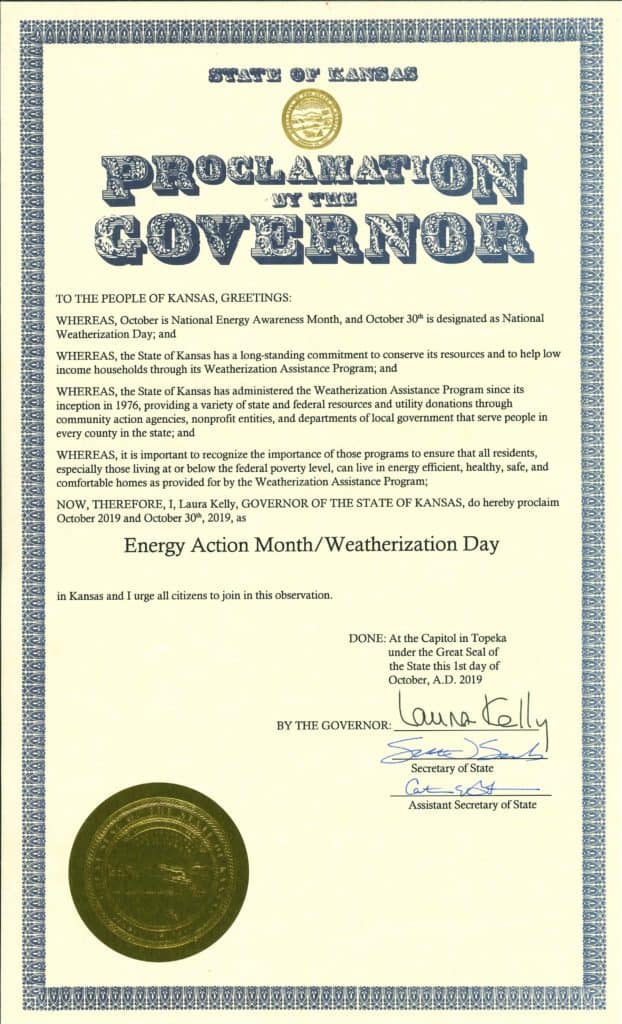 Governor's Proclamation - Weatherization Day 2019