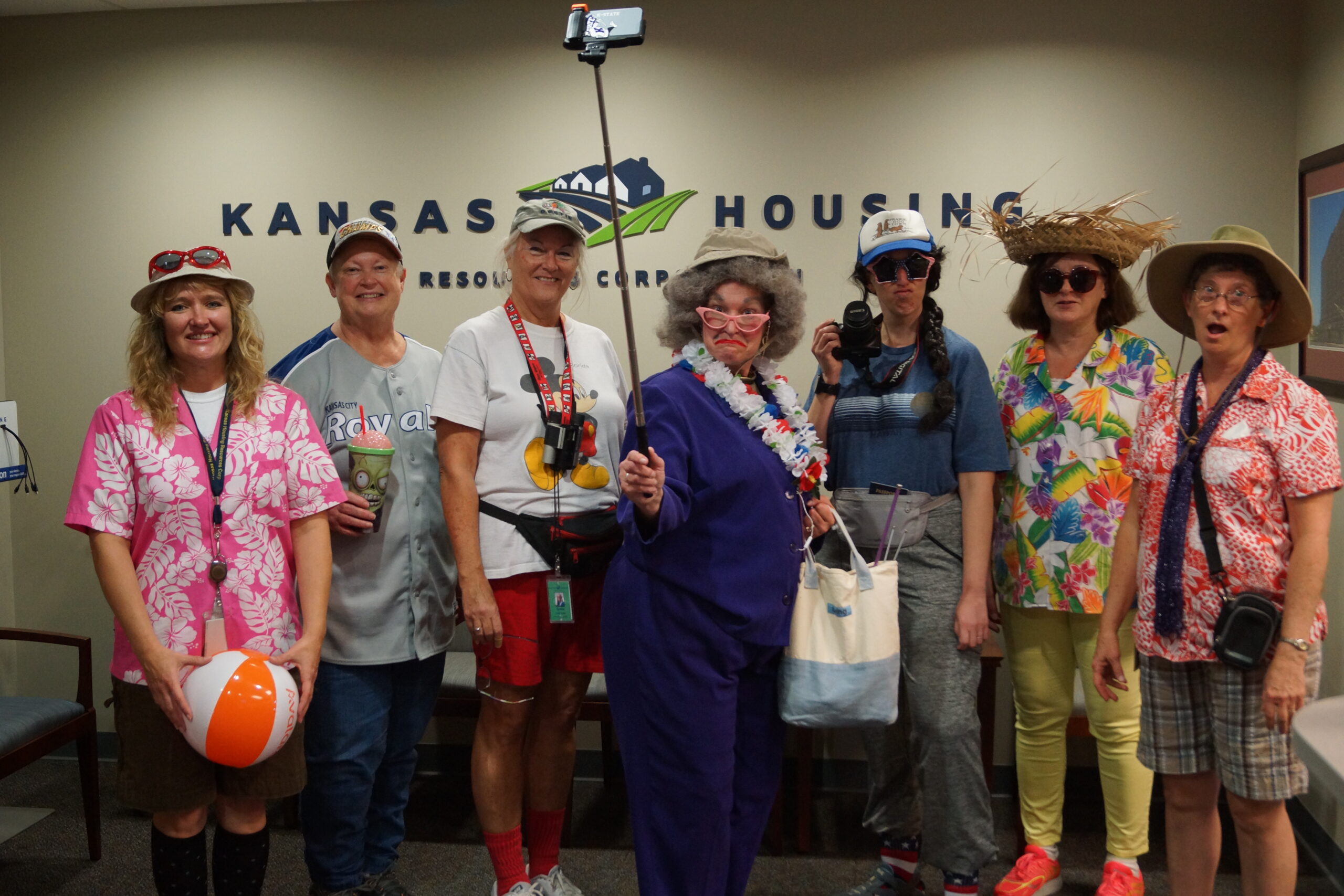 Irene (second from right) poses with touristy colleagues on Halloween, 2017.